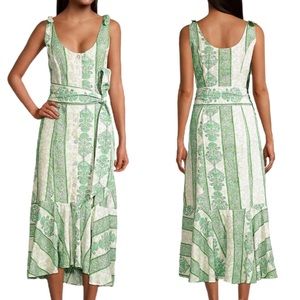 Roller Rabbit Berrino Printed Sedona Midi Dress Green M NWT